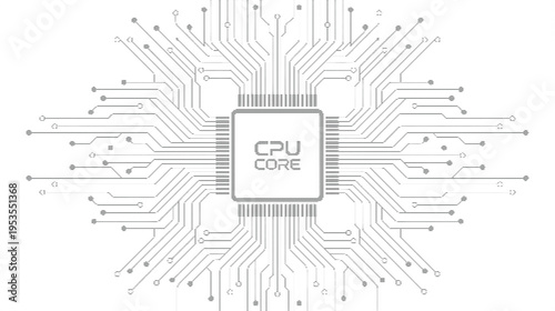 CPU Core Center Halftone Design Concept with Digital Dots Texture for Central Processing Power and Technology Innovation Vector Graphic