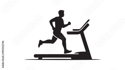 Man running on treadmill silhouette black