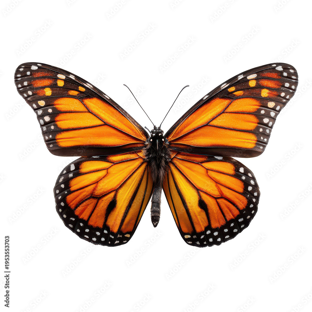 Obraz premium Colorful butterfly flying in a garden during spring morning hours near blooming flowers and warm sunlight
