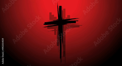 Black cross symbol of faith and spirituality.