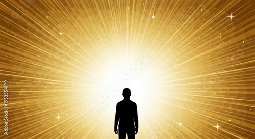 Silhouette of a person standing in front of a bright light.