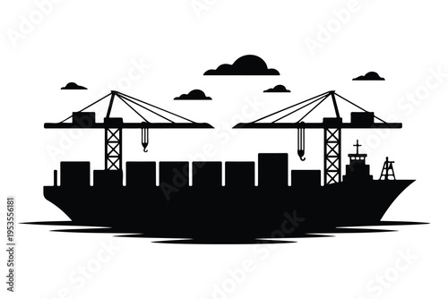 Cargo ship with cranes and containers on deck container ship