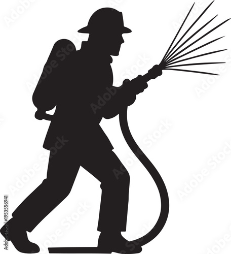 A fireman spraying water from a hose