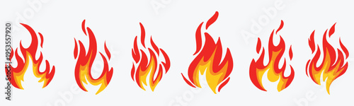 Set of fire icons. fire flame icon vector design symbol. Flame design of different shapes. Vector illustration eps 10