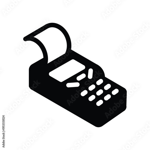 edc machine with printed receipt solid icon vector design good for web or mobile app