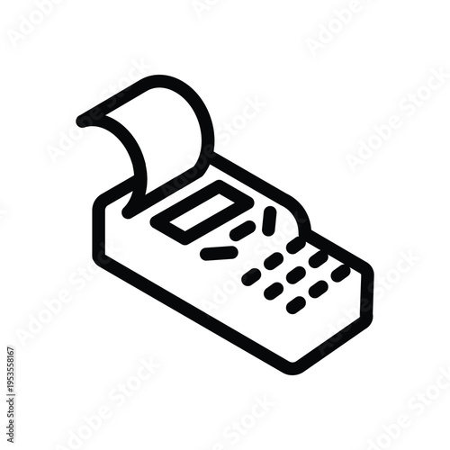 edc machine with printed receipt outline icon vector design good for web or mobile app