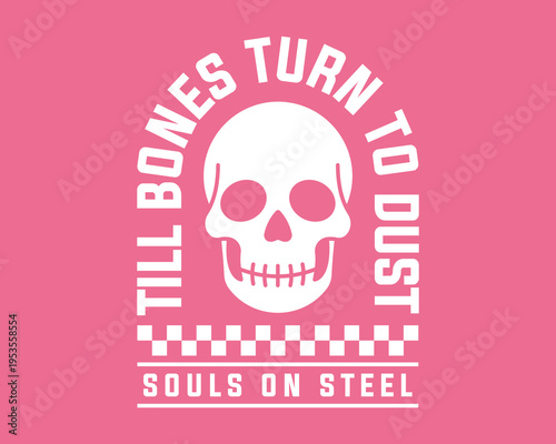 Retro Skull Badge Design Motorcycle Lifestyle Illustration