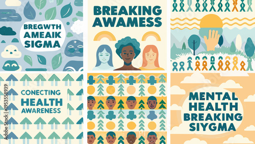 Colorful illustration promoting mental health awareness and breaking stigmas
