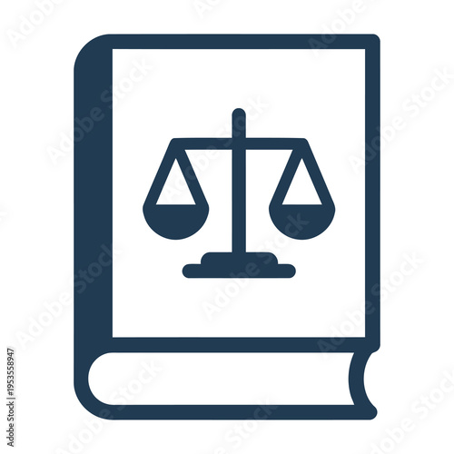 Balanced scales of justice symbol on a book cover isolated on a white background minimalist design legal and ethical concepts