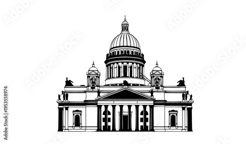 Saint Isaac’s Cathedral Silhouette Vector Illustration in Saint Petersburg, Russia