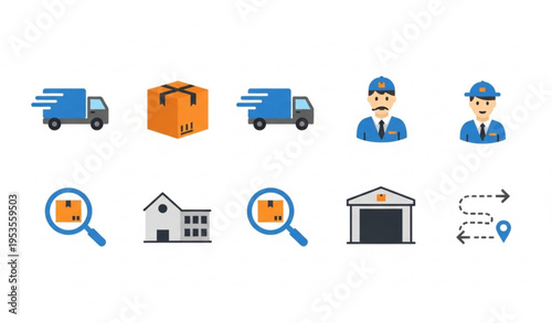 Delivery logistics icon set vector shipping courier transport symbols