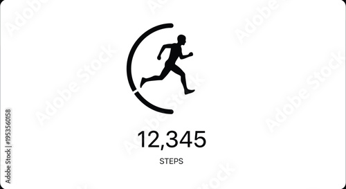 Minimalist design of a running person step counter with progress circle vector graphic.