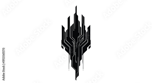 Abstract black and white vector illustration design representing futuristic technology or digital circuitry flow