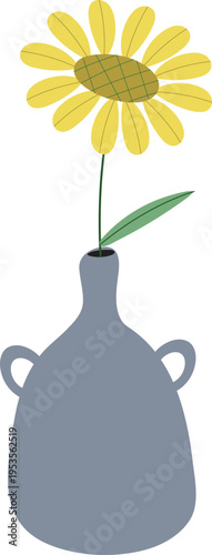 sunflower daisy plant pot hand drawn doodle