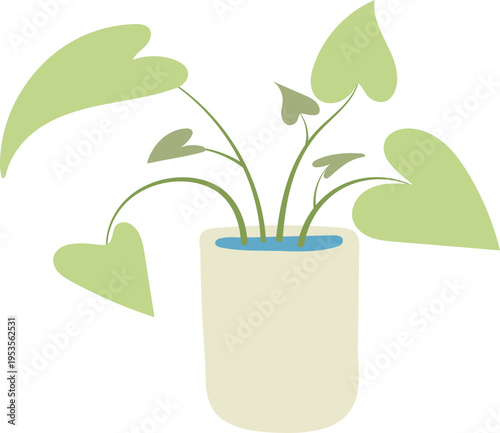 pothos plant pot hand drawn doodle