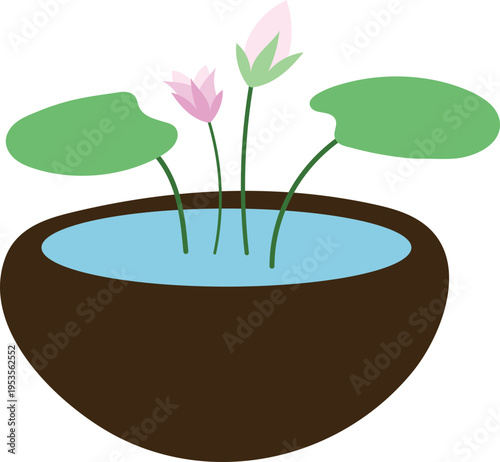 lotus plant pot hand drawn doodle