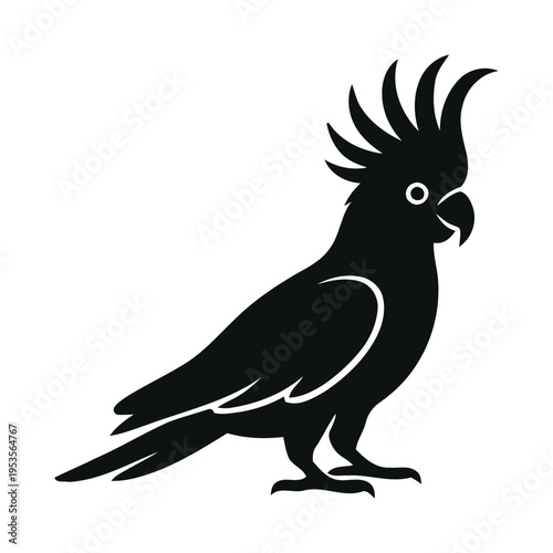 Cockatoo Bird Icon - Minimalist Crested Parrot Silhouette for Logo