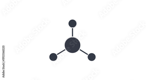 Central atom bonded to three smaller atoms in a molecular structure isolated on transparent background, Vector