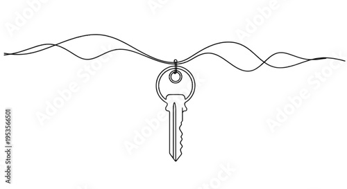 A key on a string isolated on transparent background, Vector