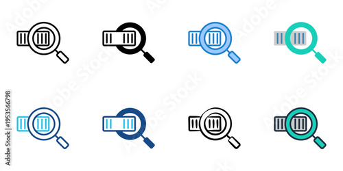 Tracking code icons set multiple style collection. Editable stroke 
