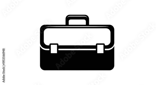 A black briefcase with a handle and clasp isolated on transparent background, Vector