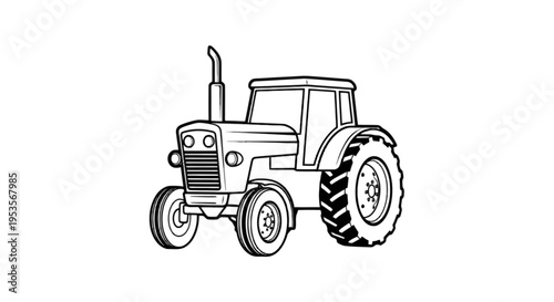 A tractor with a large front grill and exhaust pipe isolated on transparent background, Vector