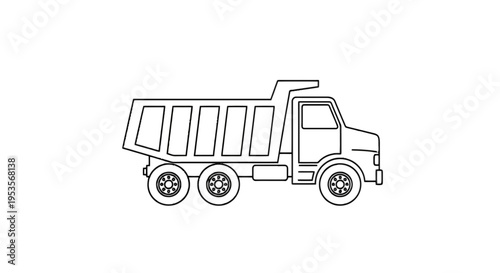 A large truck with a dump bed isolated on transparent background, Vector