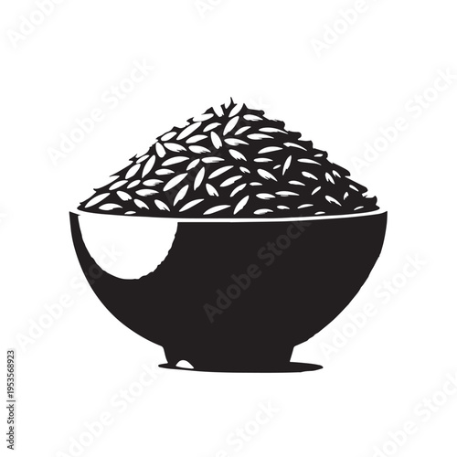 Black Risotto Silhouette Vector, High Quality Illustration on White Background