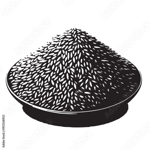 Black Rice Pilaf Silhouette Vector, High Quality Illustration on White Background