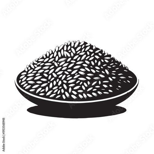 Black Rice Pilaf Silhouette Vector, High Quality Illustration on White Background