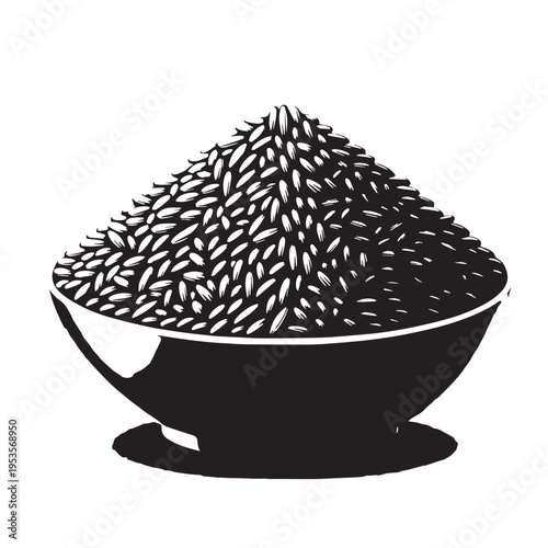 Black Rice Pilaf Silhouette Vector, High Quality Illustration on White Background
