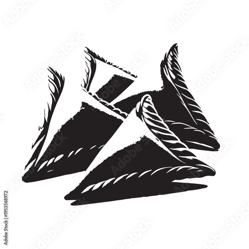 Black Samosas Silhouette Vector, High Quality Illustration on White Background