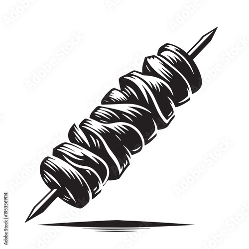 Black Souvlaki Silhouette Vector, High Quality Illustration on White Background
