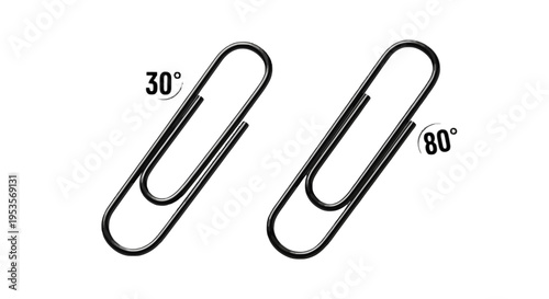 Paper clips at different angles isolated on transparent background, Vector