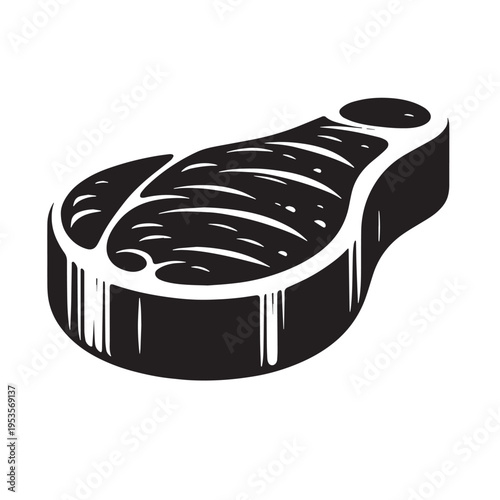 Black Steak Silhouette Vector, High Quality Illustration on White Background