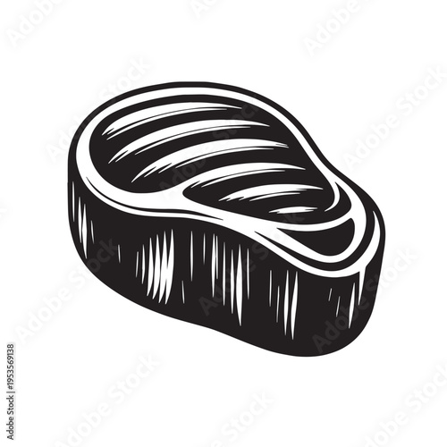 Black Steak Silhouette Vector, High Quality Illustration on White Background