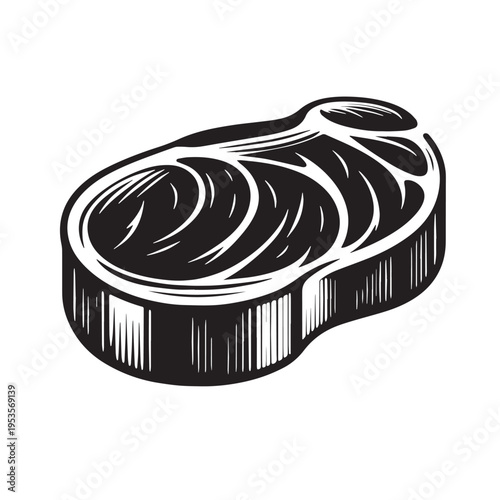 Black Steak Silhouette Vector, High Quality Illustration on White Background
