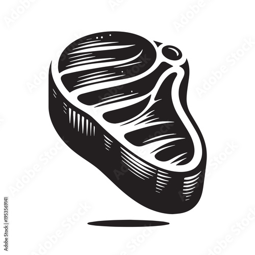 Black Steak Silhouette Vector, High Quality Illustration on White Background