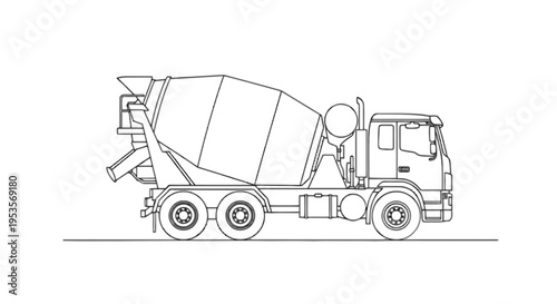 A large cement truck with a concrete mixer isolated on transparent background, Vector