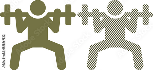 Vector weightlifter squatting with barbell icon vector art