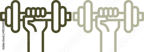 Vector hand lifting dumbbell icon vector illustration