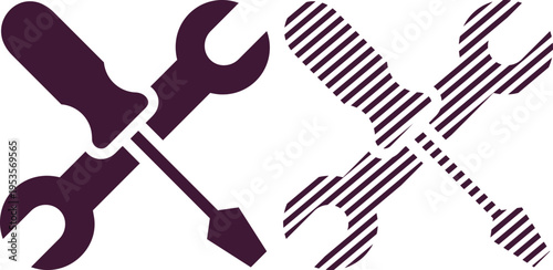 Vector screwdriver and wrench tools icon set, simple vector illustration for repair and construction