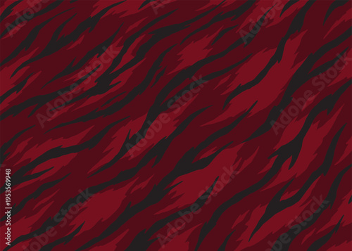 Abstract dark red Tiger stripes pattern design, vector illustration background. wildlife fur skin design illustration.