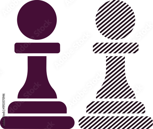 Vector pawn chess piece icon, vector silhouette of game piece