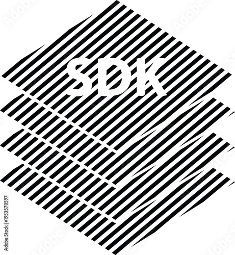 Vector sdk acronym stacked layers vector graphic with hatching