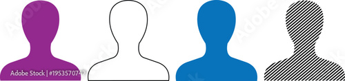 Vector human silhouette icons in purple, white, blue, and hatching