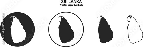 Sri Lanka Map Vector Icon Set Minimal Silhouette