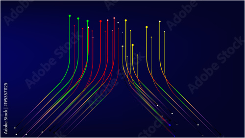 Futuristic Digital Data Visualization with Glowing Particle Wave and Technology Concept for Network, abstract blue background with lines
