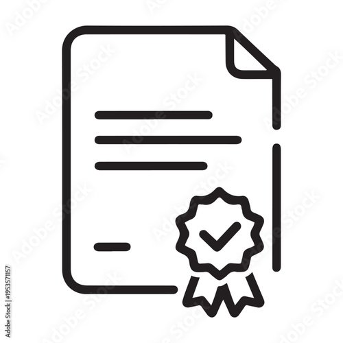 Professional Certificate Award Icon - Quality Diploma and Education Graduation Document Vector Illustration