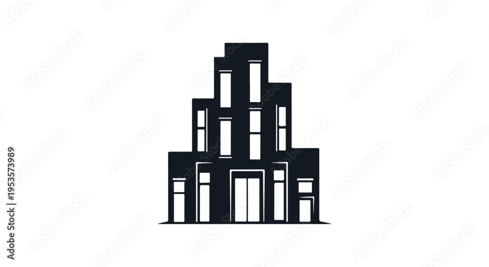 Naklejka premium Simple black icon of a house with a triangular roof and four-pane window.